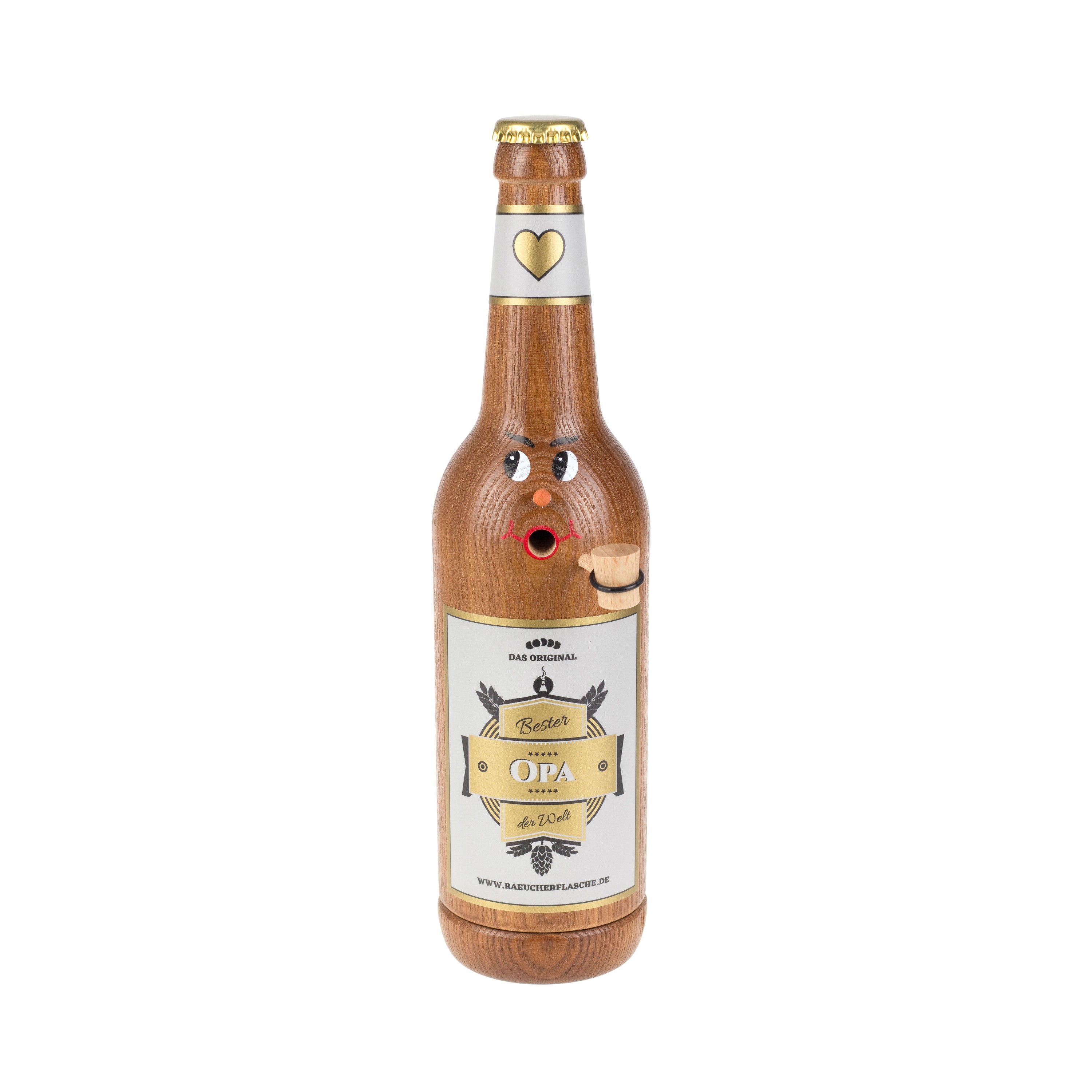 Räucherflasche Räucherfigur Rauchfigur Räuchermännchen Bier Longneck 0,5 braun - "Bester Opa"