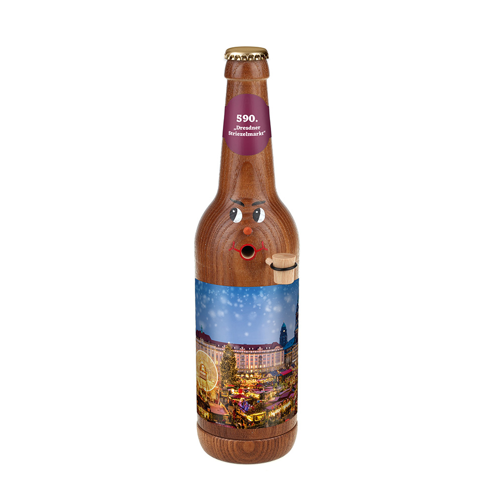 Räucherflasche Räucherfigur Rauchfigur Räuchermännchen Bier Longneck 0,5 braun - "590. Dresdner Striezelmarkt" Räucherflasche Räucherfigur Rauchfigur Räuchermännchen Bier Longneck 0,5 braun - "590. Dresdner Striezelmarkt"