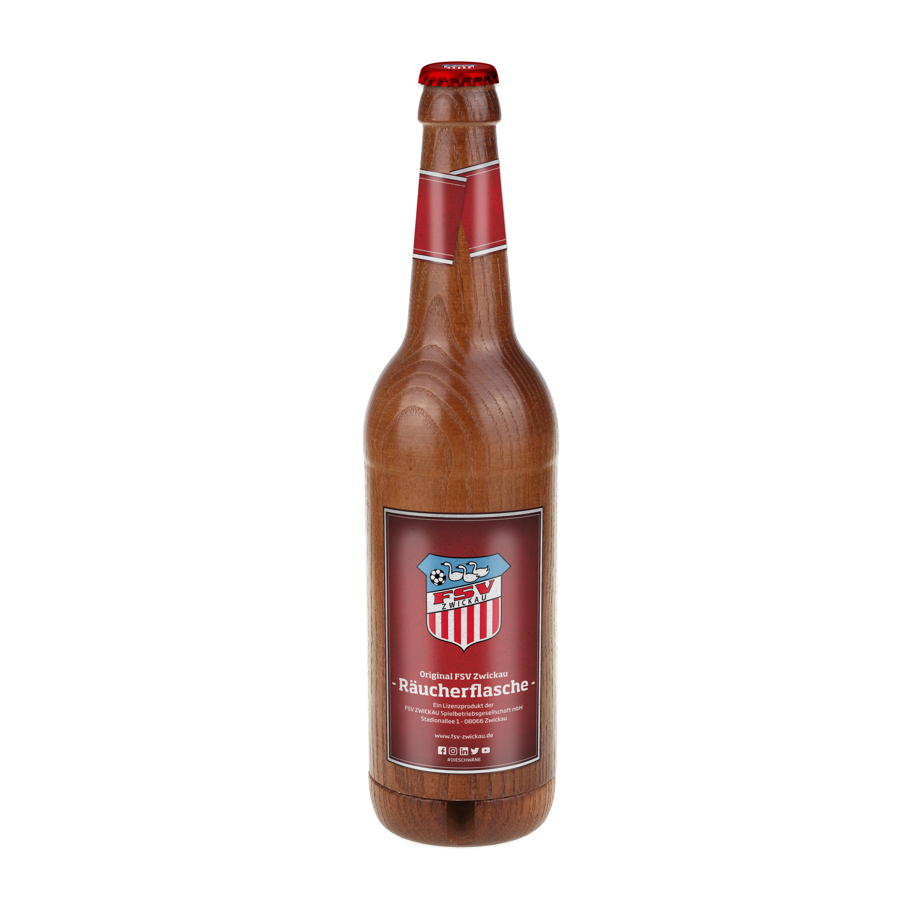 FSV Zwickau - Räucherflasche Räucherfigur Rauchfigur Räuchermännchen Bier Longneck 0,5 braun