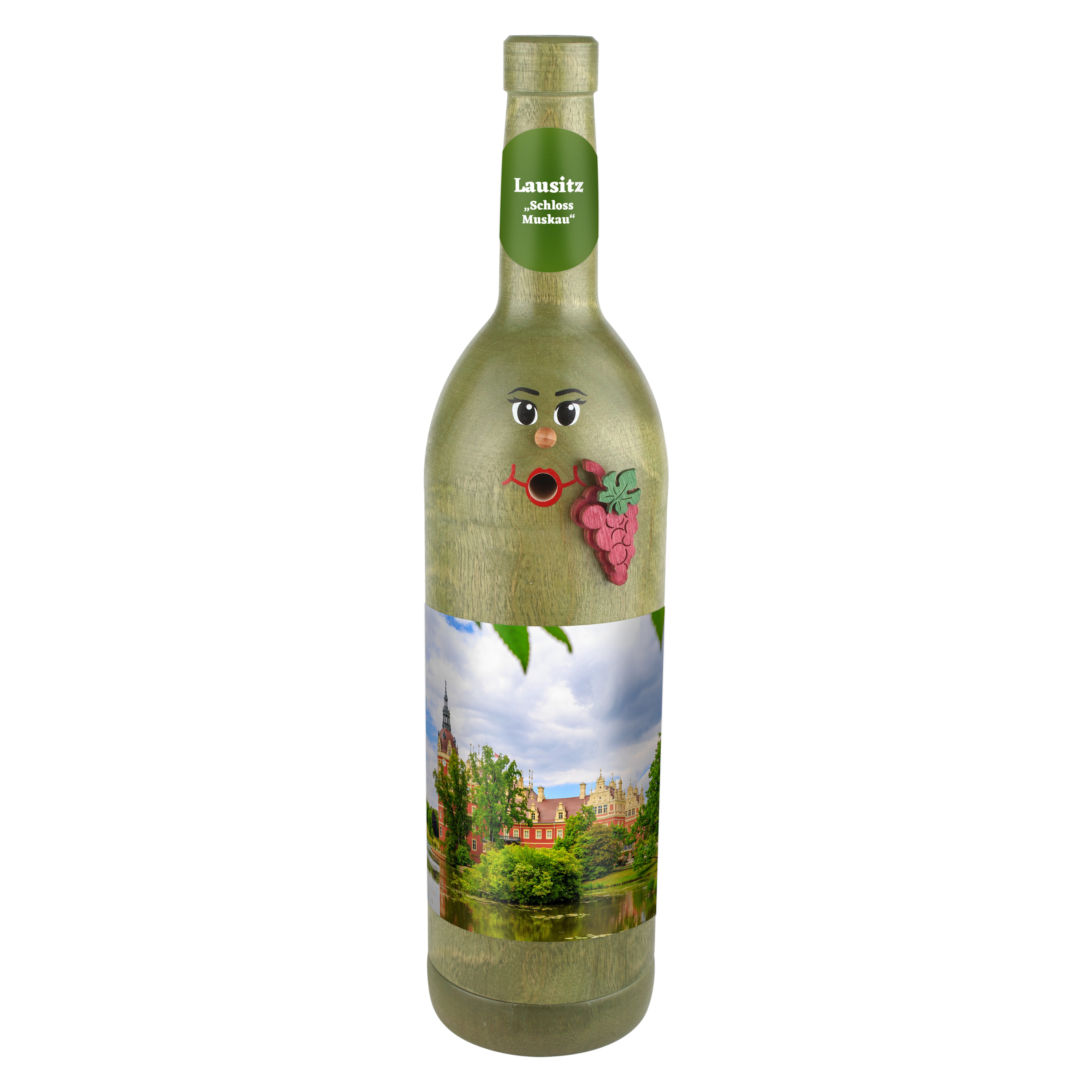 Räucherflasche Räucherfigur Rauchfigur Räuchermännchen Wein Wackerbarth 0,7 grün - "Lausitz Schloss Muskau" 