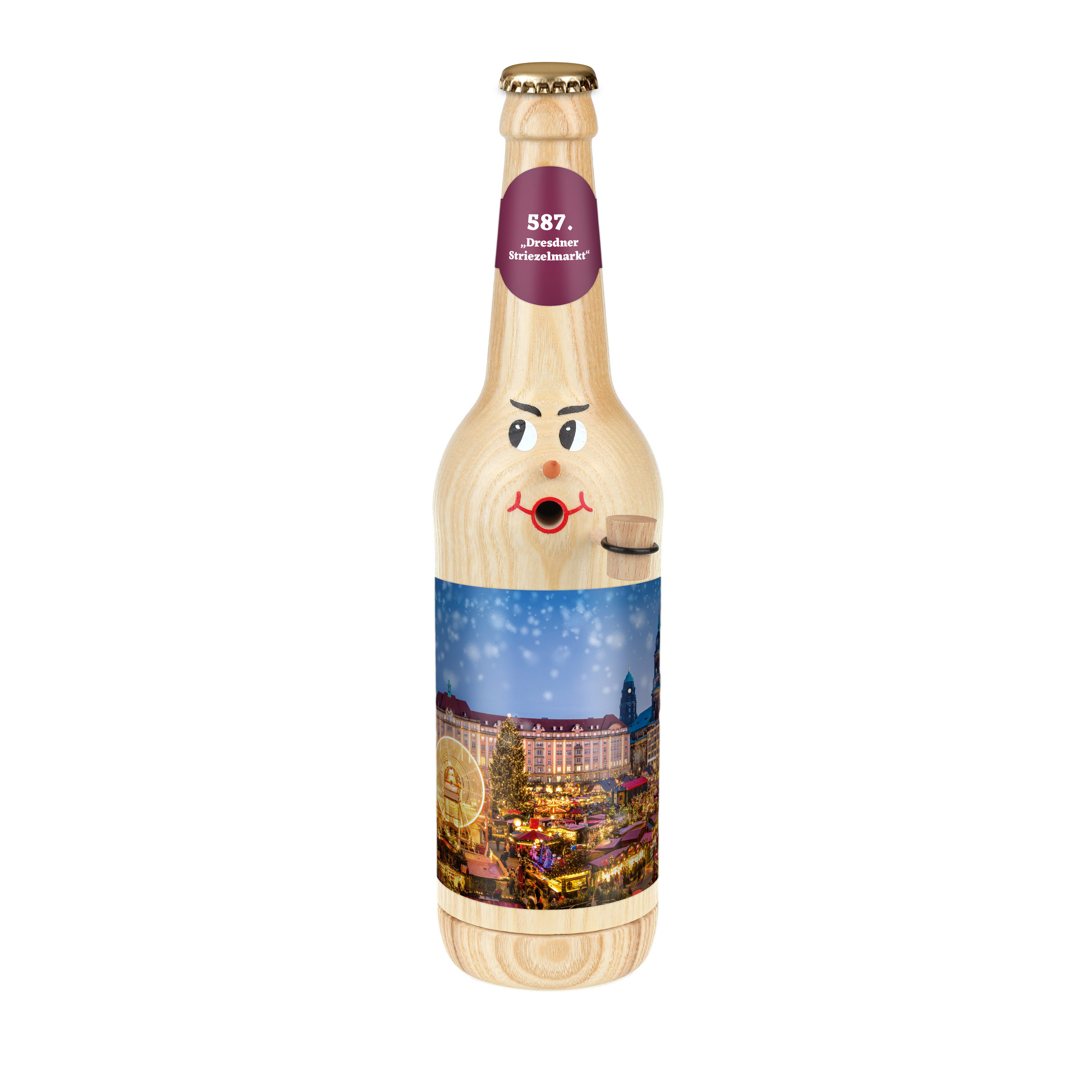 Räucherflasche Bier Longneck 0,5 natur - "587. Dresdner Striezelmarkt"