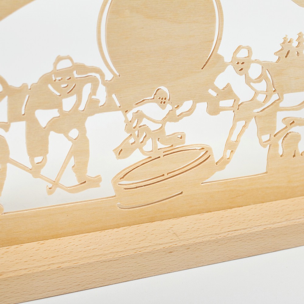 Holz Schwibbogen Lichterbogen - Motiv: Eishockey 50 cm 