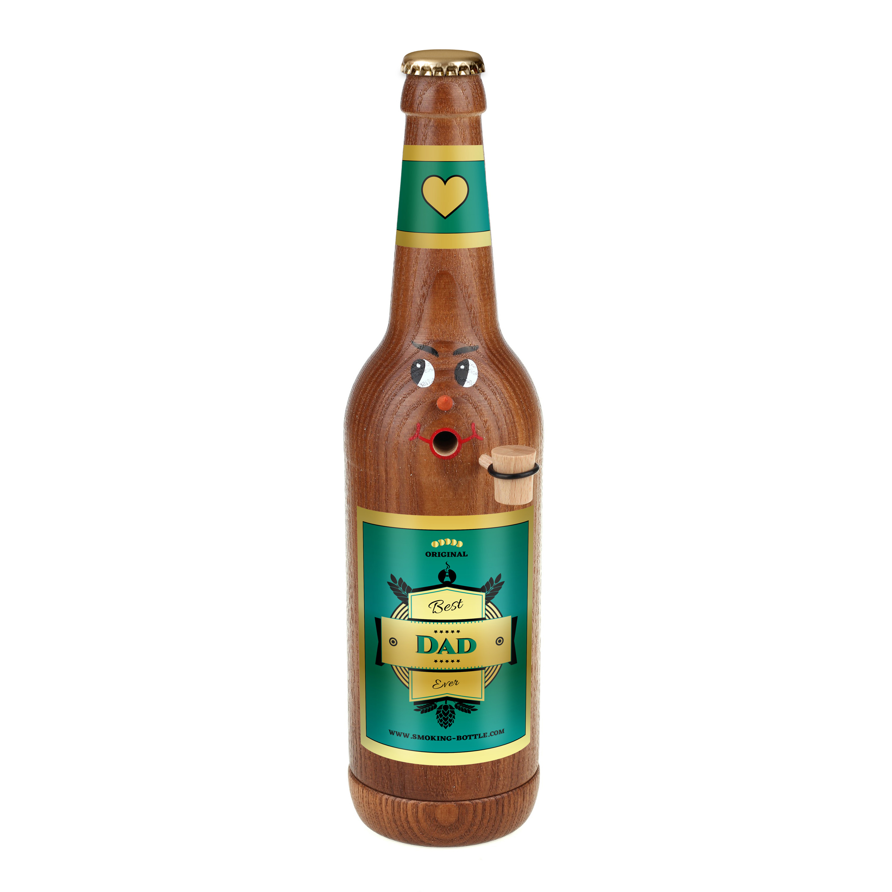 Räucherflasche Räucherfigur Rauchfigur Räuchermännchen Bier Longneck 0,5 braun - "Best Dad ever"