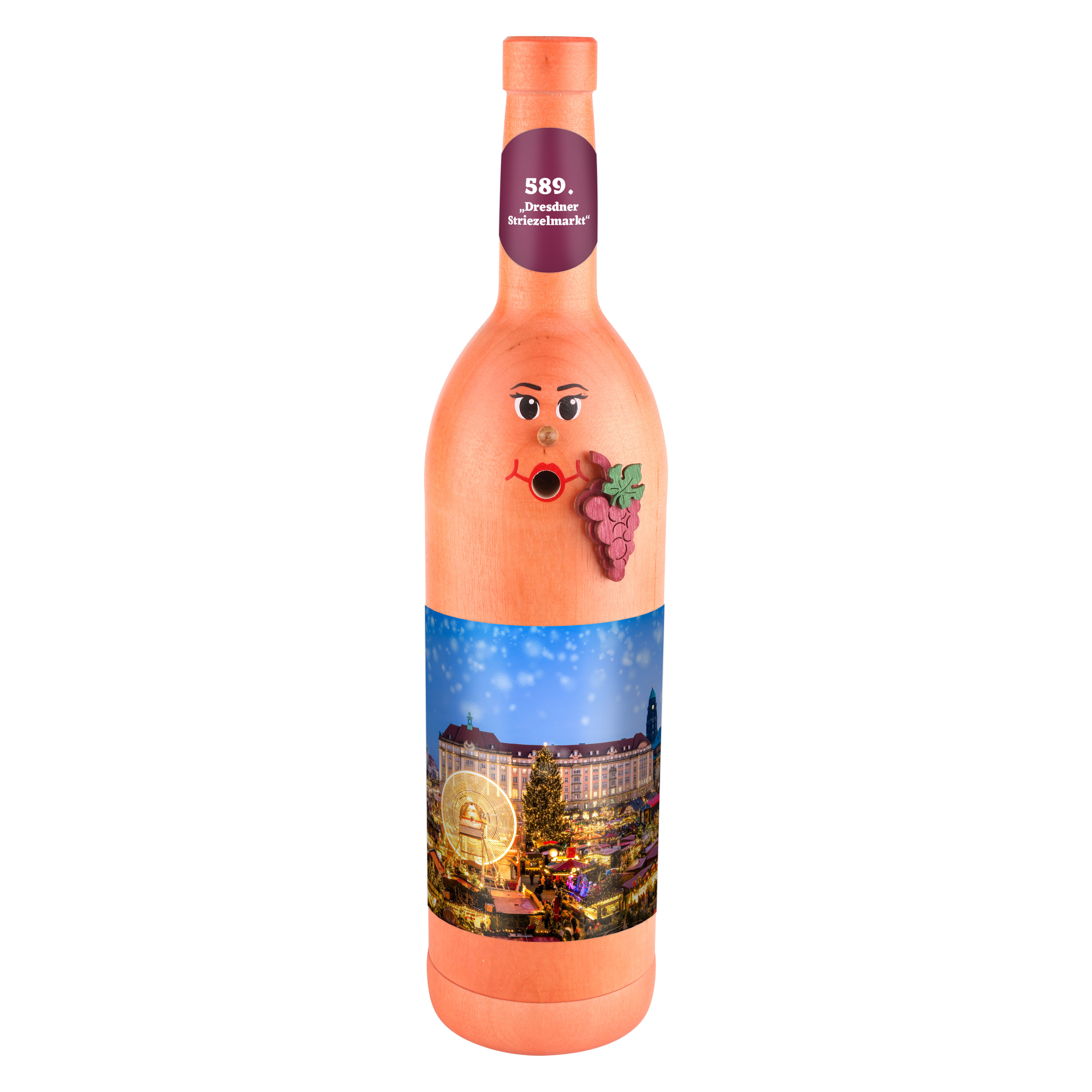 Räucherflasche Räucherfigur Rauchfigur Räuchermännchen Wein Wackerbarth 0,7 rose - "Dresden Striezelmarkt"