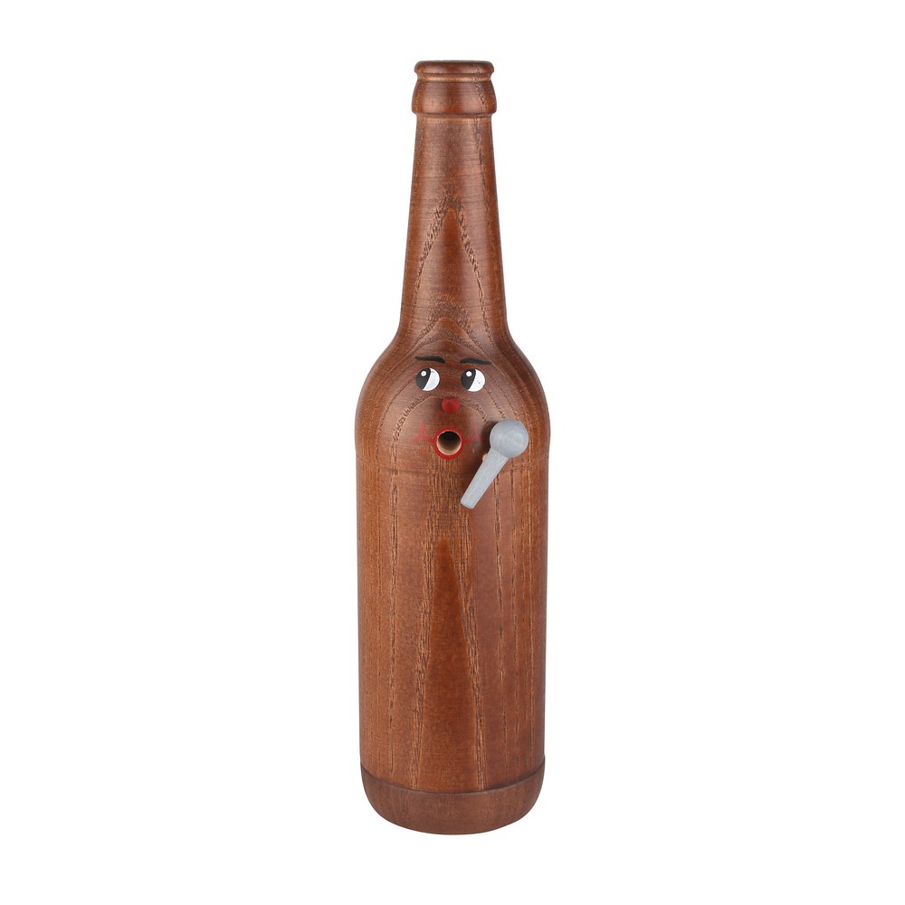 Räucherflasche Räucherfigur Rauchfigur Räuchermännchen Bier Longneck 0,5 - braun (Mikrofon zur Selbstgestaltung)