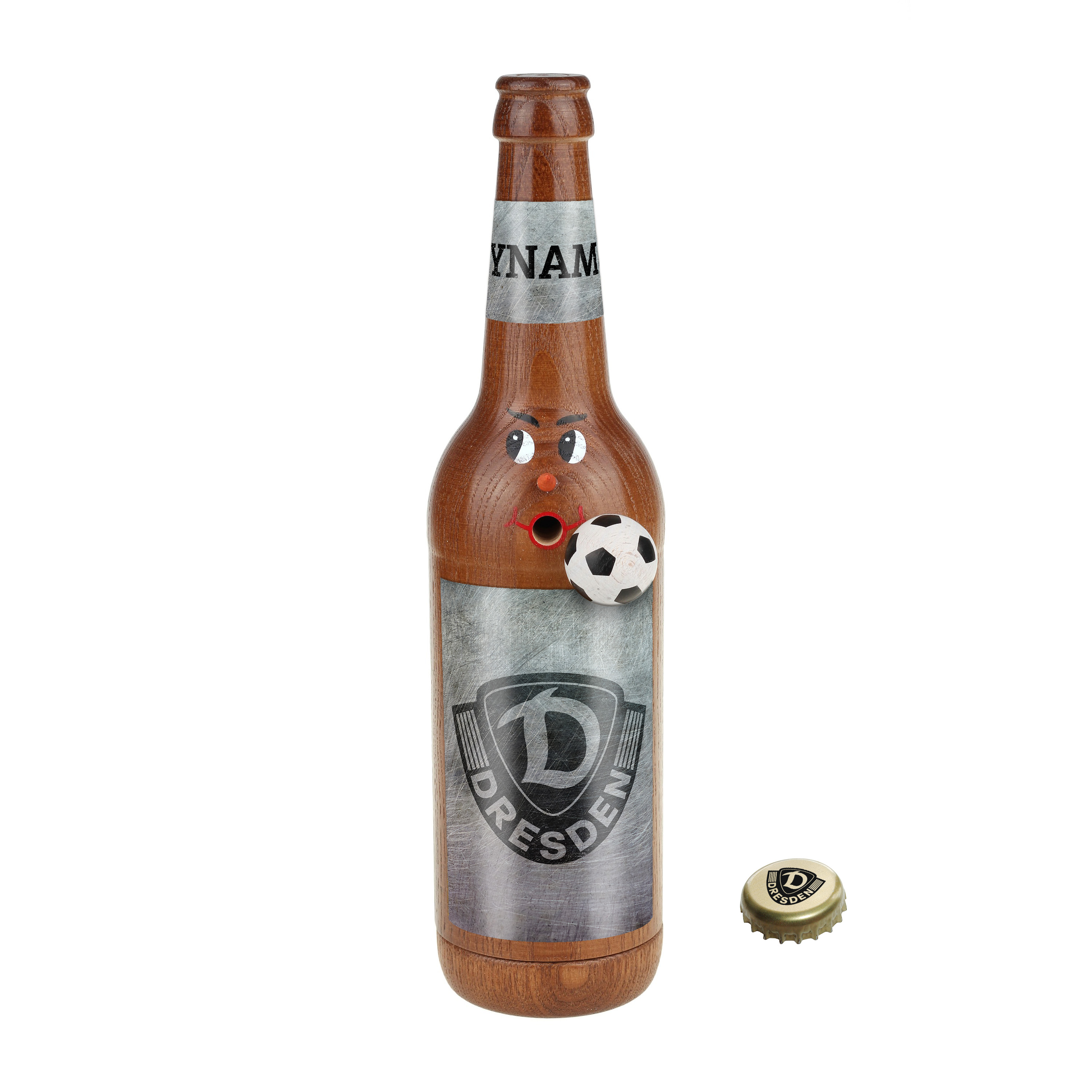 Räucherflasche Räucherfigur Rauchfigur Räuchermännchen Bier 0,5 "Dynamo Dresden" schwarz/weiß