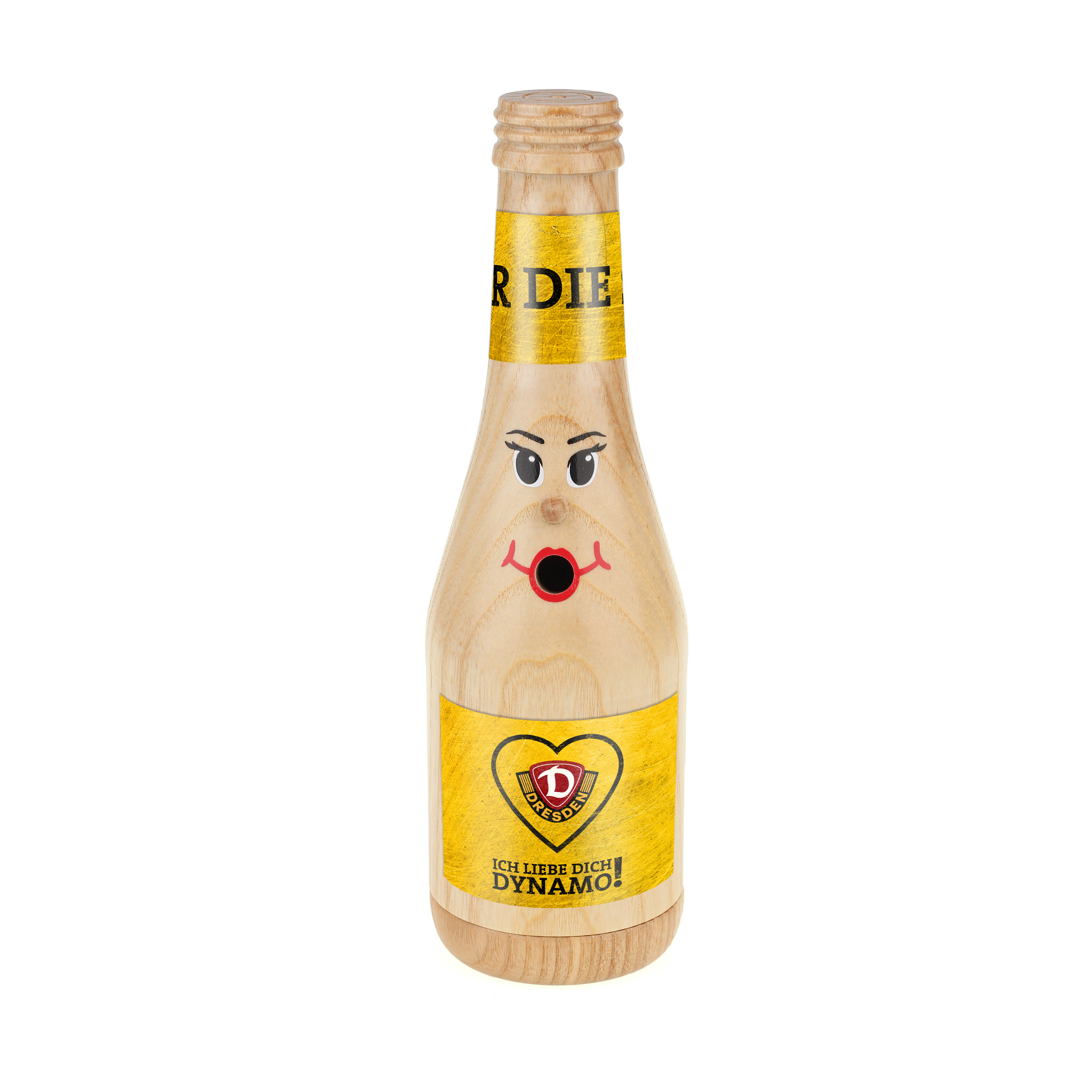 Räucherflasche Räucherfigur Rauchfigur Räuchermännchen Sekt 0,2 "Dynamo Dresden" gelb