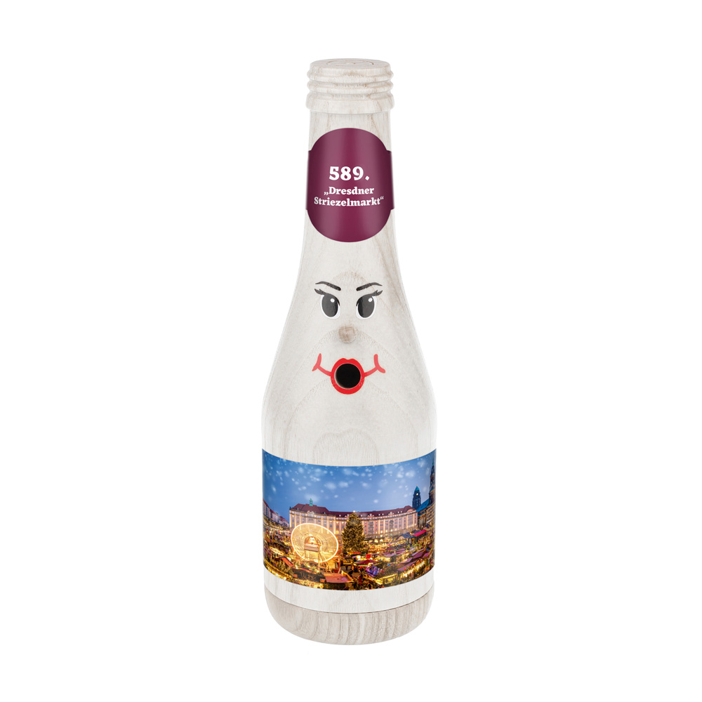 Räucherflasche Räucherfigur Rauchfigur Räuchermännchen Sekt 0,2 weiß - "589. Dresdner Striezelmarkt"