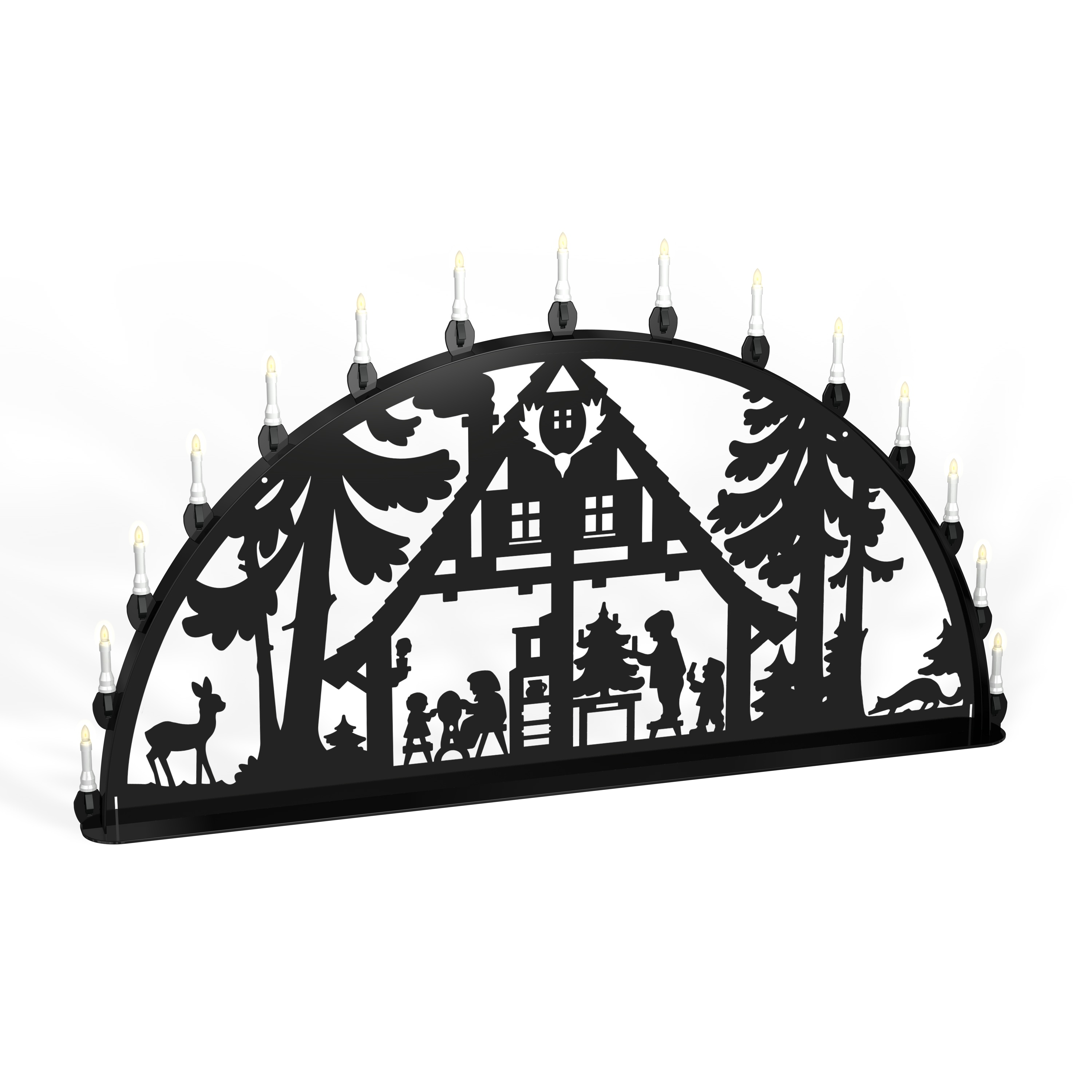 Außenschwibbogen Schwibbogen Lichterbogen Metall - Motiv: Waldhaus Außenschwibbogen Schwibbogen Lichterbogen Metall - Motiv: Waldhaus