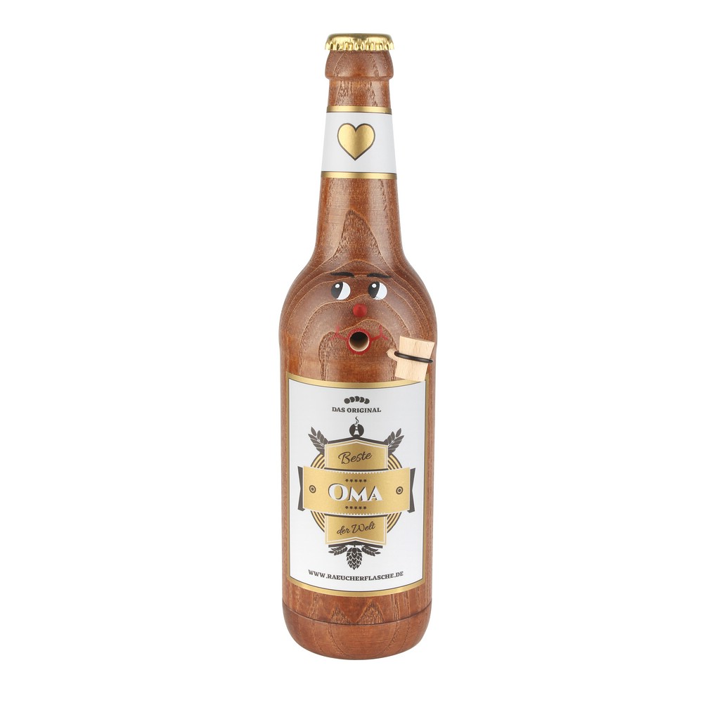 Räucherflasche Bier Longneck 0,5 braun - "Beste Oma"