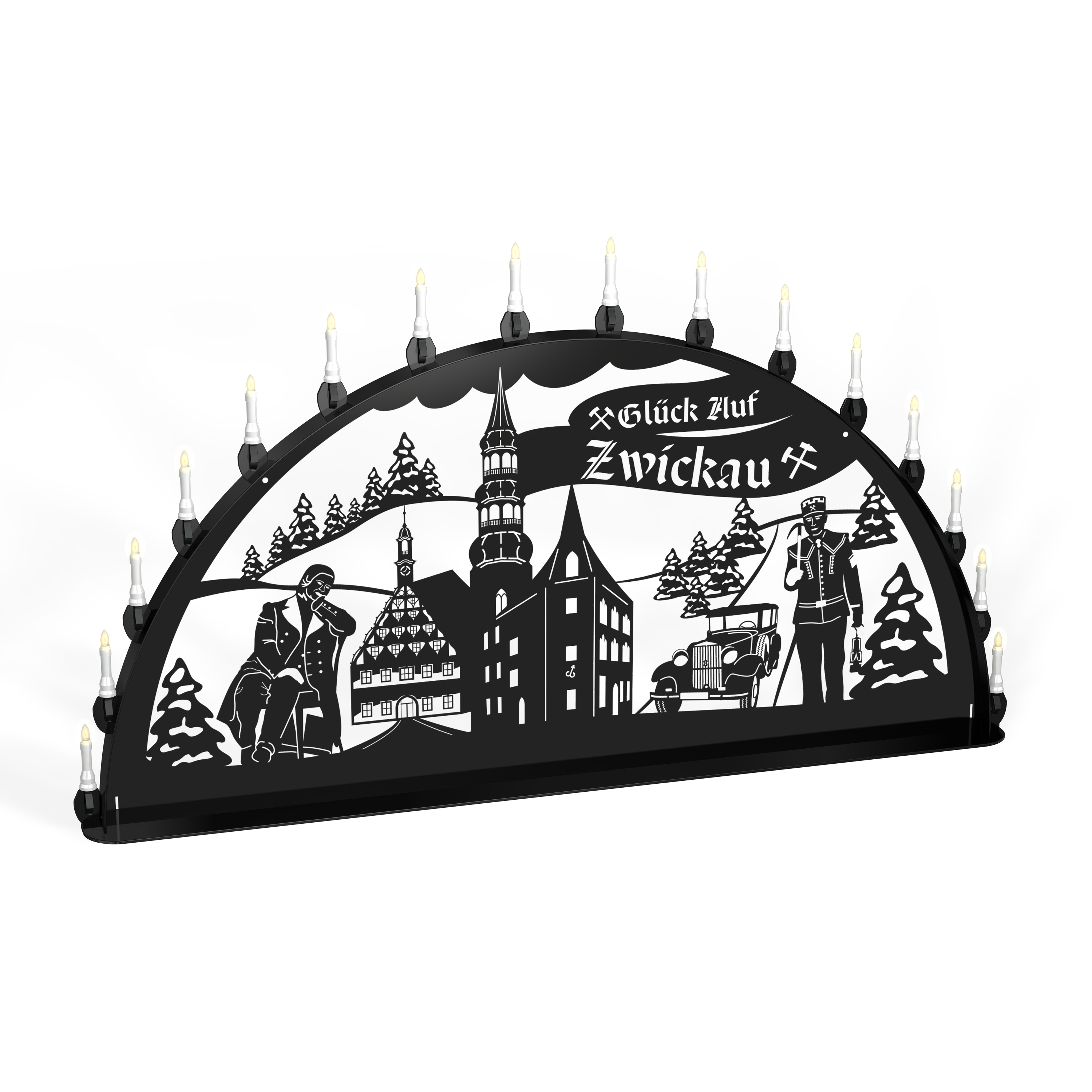 Außenschwibbogen Schwibbogen Lichterbogen Metall - Motiv: Zwickau Außenschwibbogen Schwibbogen Lichterbogen Metall - Motiv: Zwickau