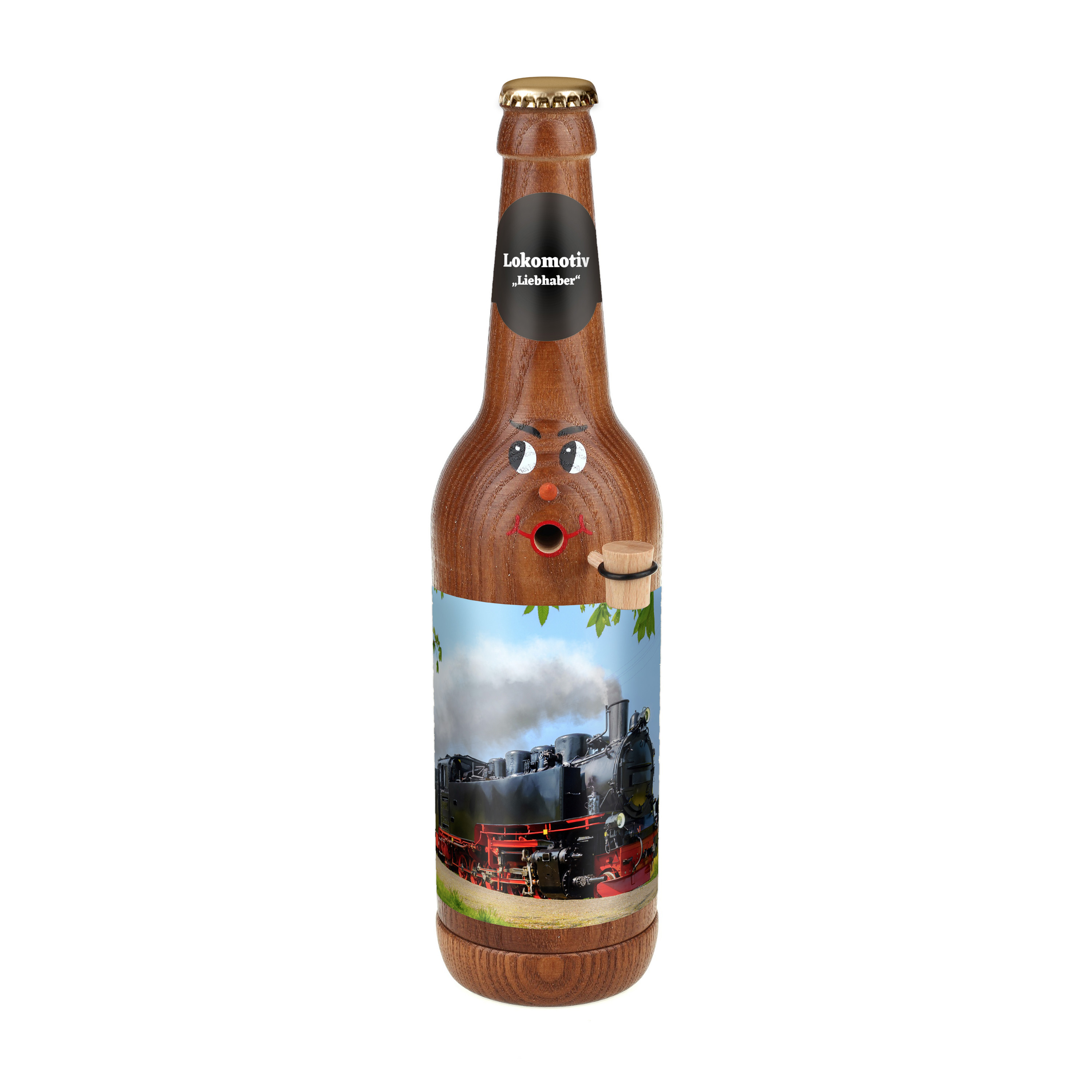 Räucherflasche Räucherfigur Rauchfigur Räuchermännchen Bier Longneck 0,5 braun - "Lokomotive Liebhaber" Räucherflasche Räucherfigur Rauchfigur Räuchermännchen Bier Longneck 0,5 braun - "Lokomotive Liebhaber"