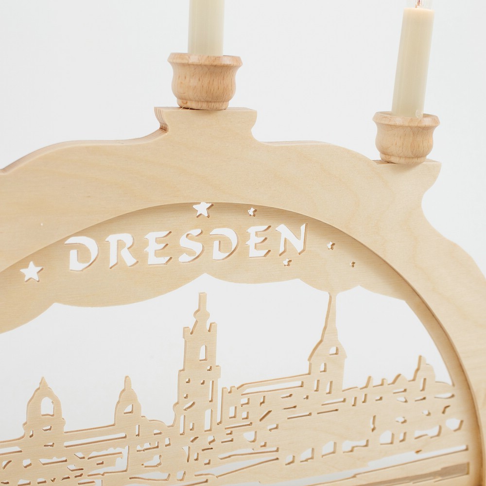 Holz Schwibbogen Lichterbogen - Motiv: Dresden Canalettoblick 50 cm 