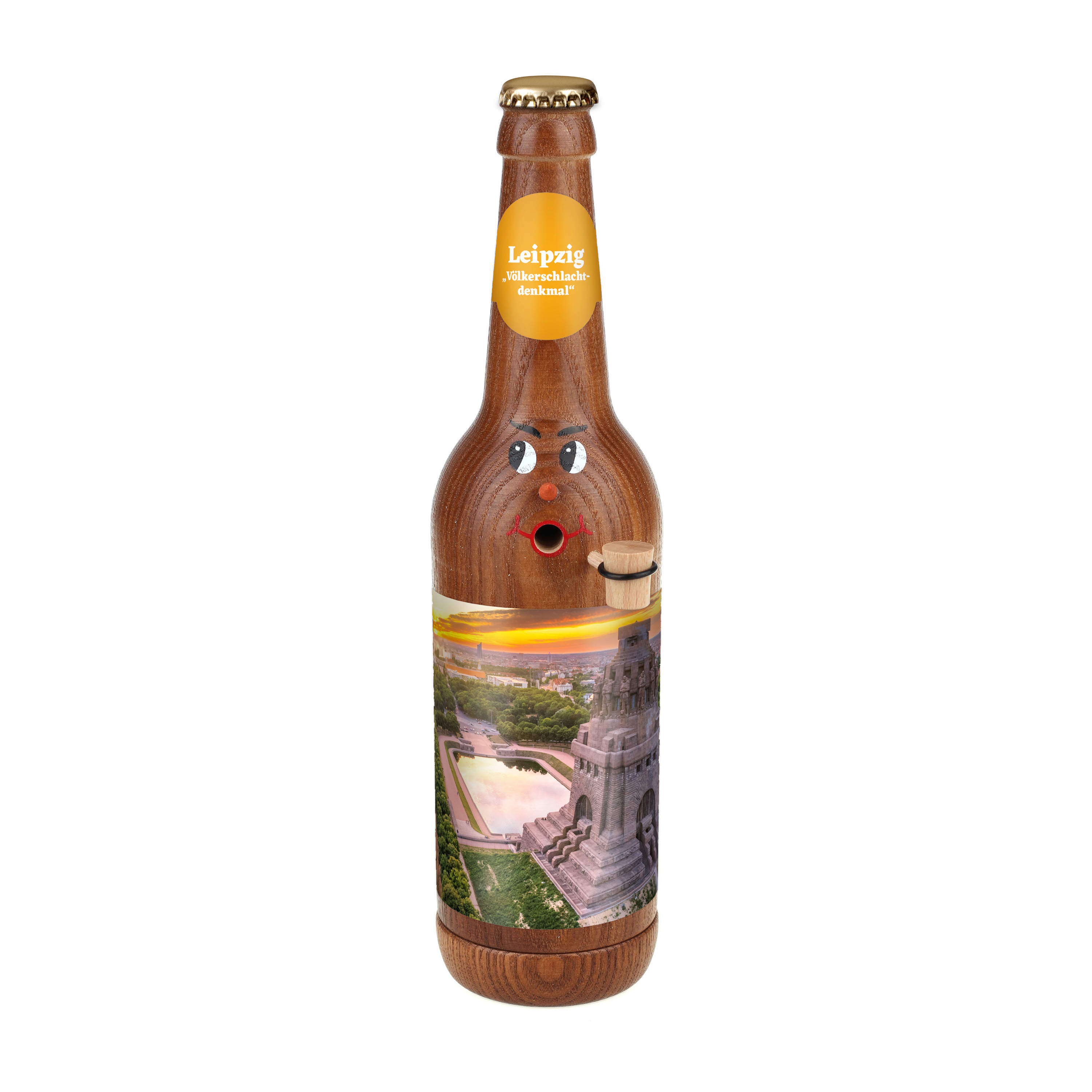 Räucherflasche Räucherfigur Rauchfigur Räuchermännchen Bier Longneck 0,5 braun - "Leipzig Völkerschlachtdenkmal" 