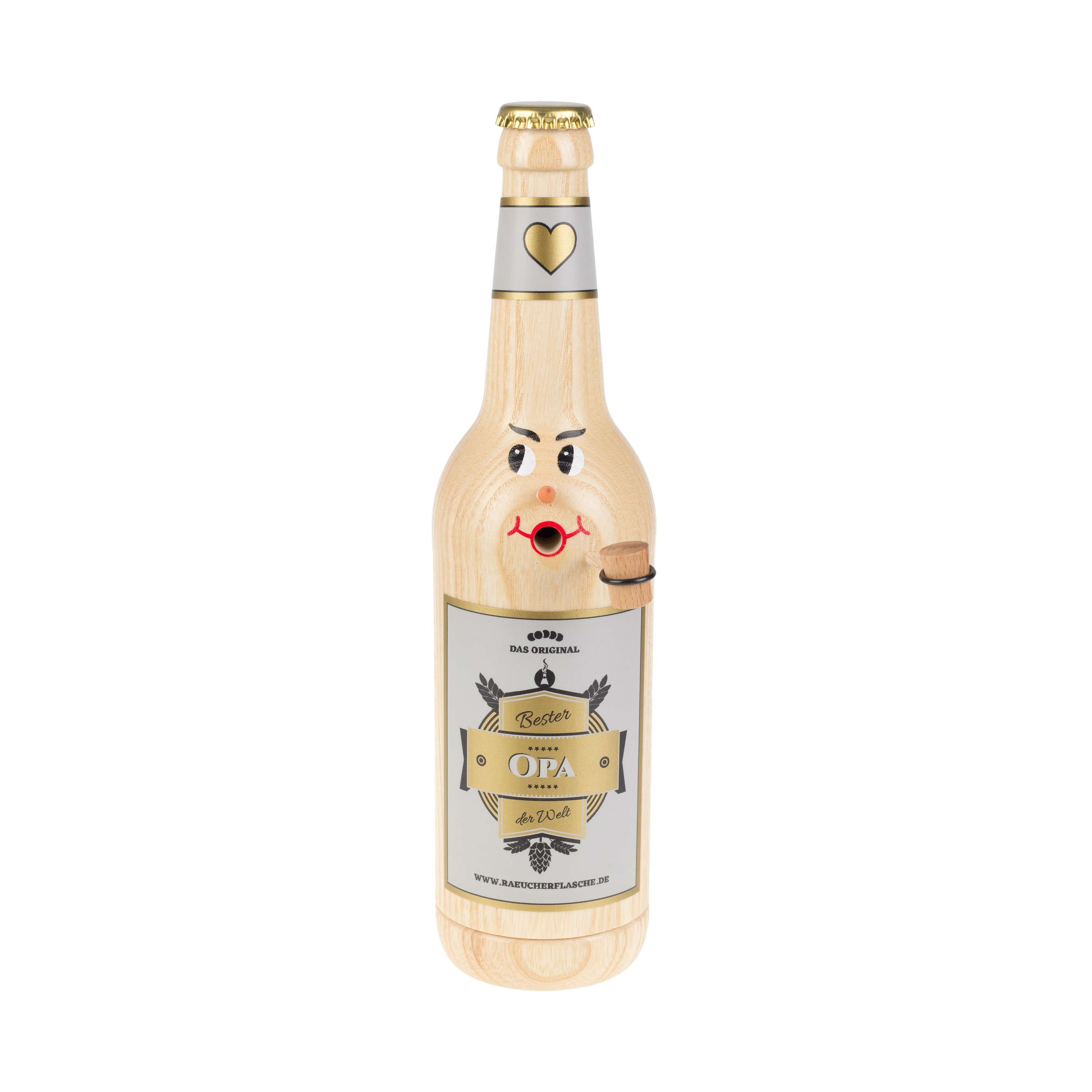 Räucherflasche Räucherfigur Rauchfigur Räuchermännchen Bier Longneck 0,5 natur - "Bester Opa"