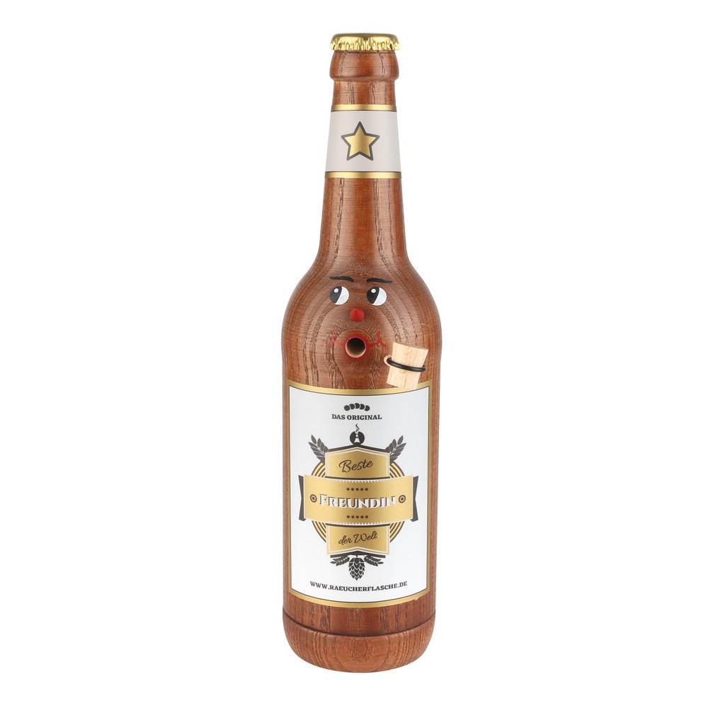 Räucherflasche Bier Longneck 0,5 braun - "Beste Freundin"