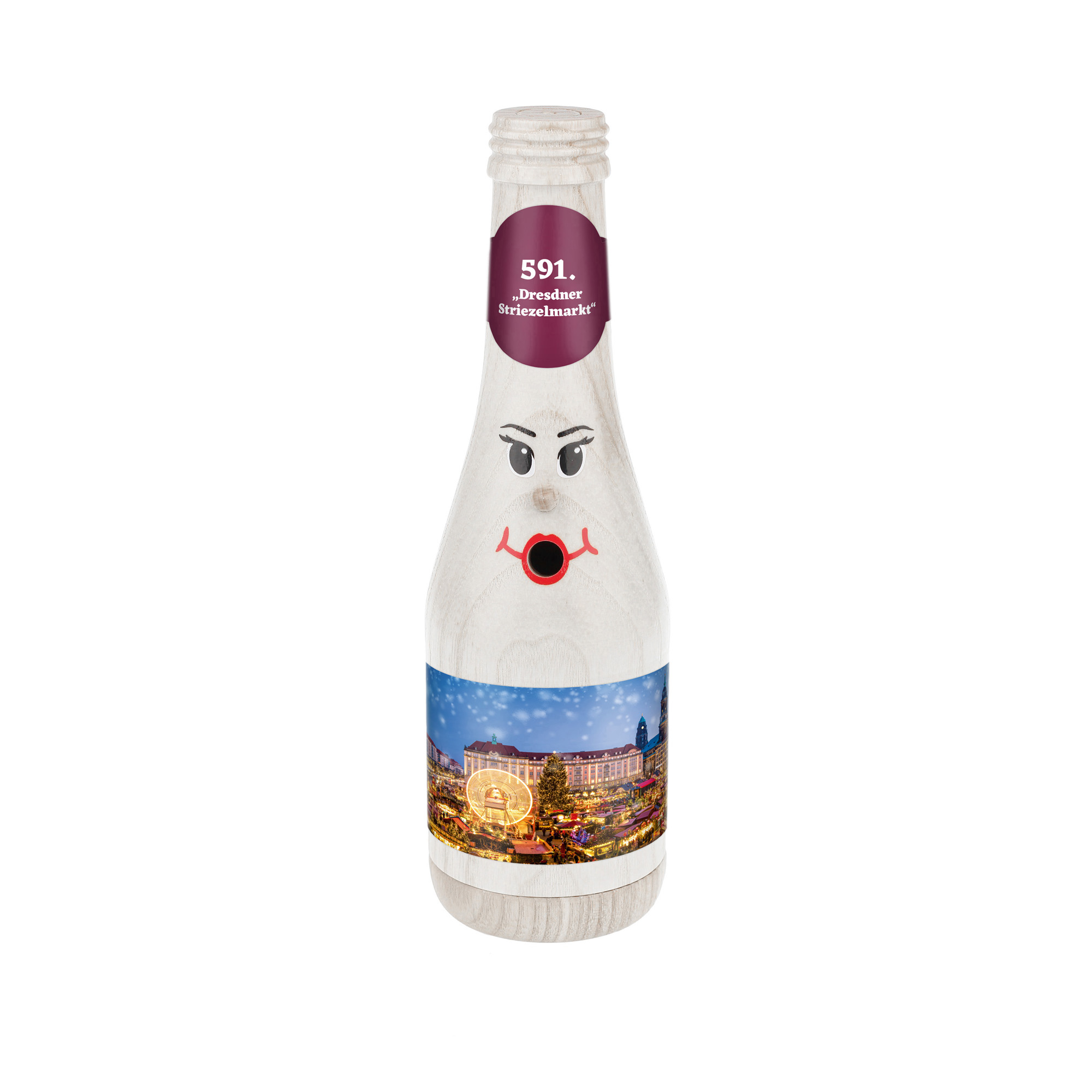 Räucherflasche Räucherfigur Rauchfigur Räuchermännchen Sekt 0,2 weiß - "591. Dresdner Striezelmarkt"