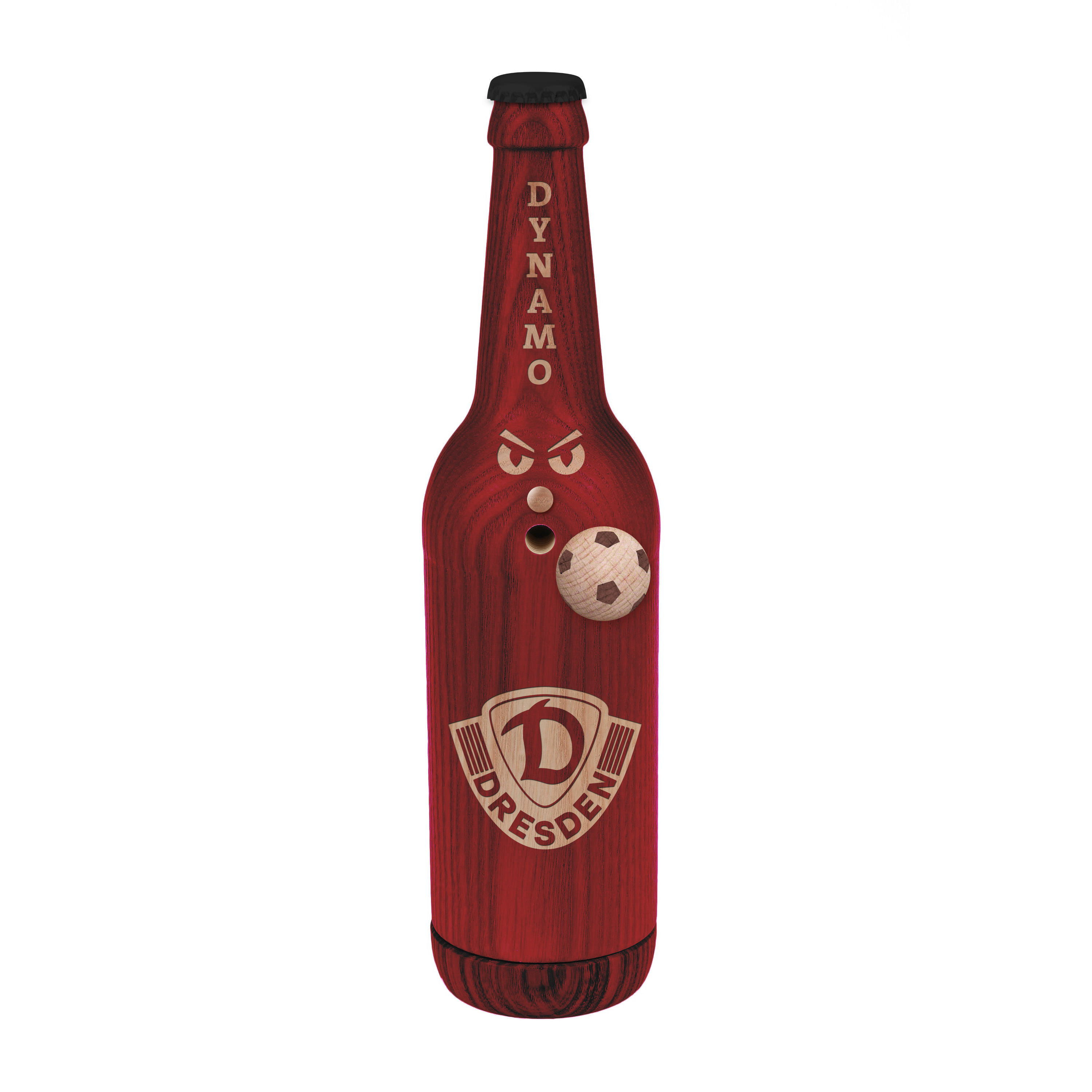 Limitierte Räucherflasche Räucherfigur Rauchfigur Räuchermännchen Bier 0,5 weinrot Dynamo Dresden als Branding