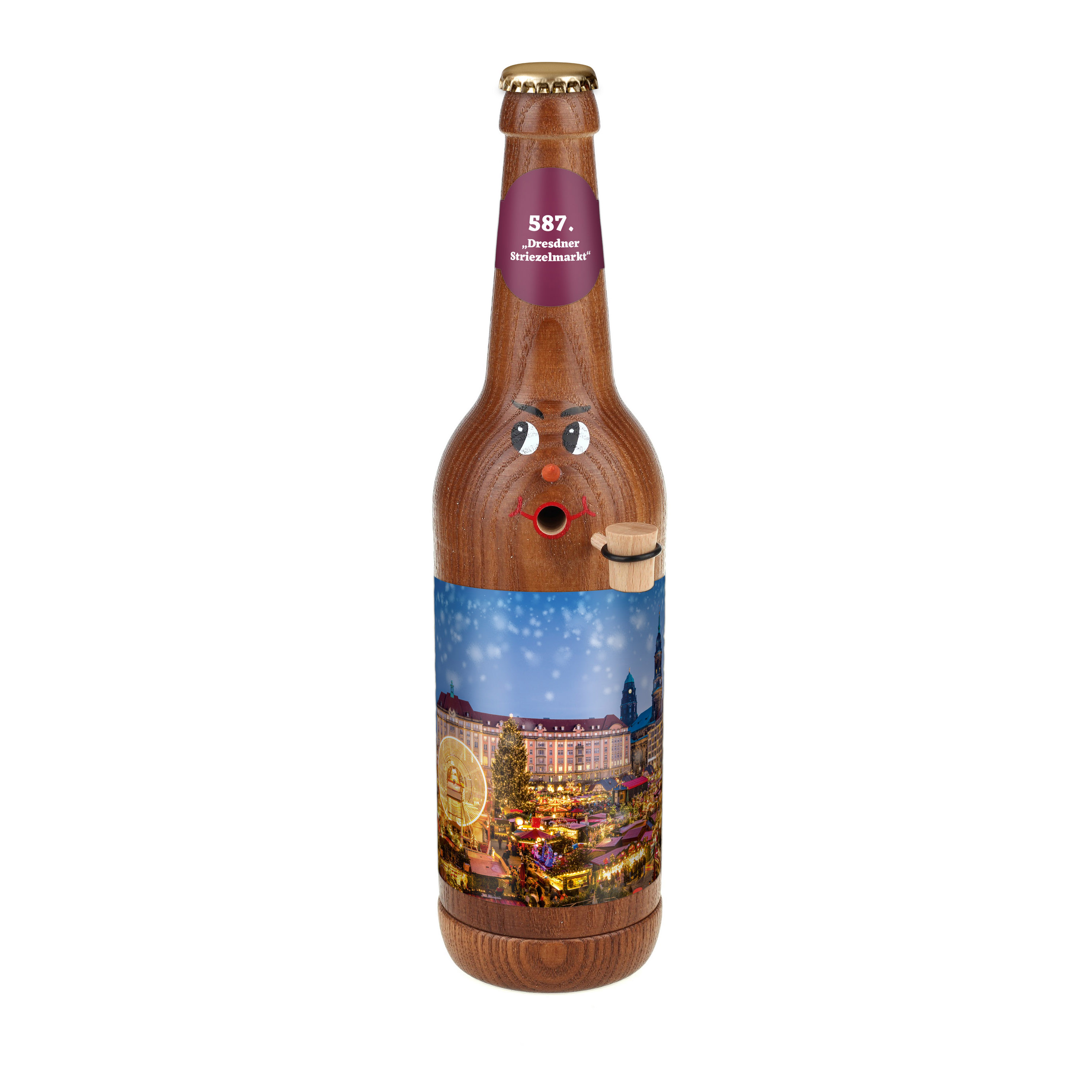 Räucherflasche Bier Longneck 0,5 braun - "587. Dresdner Striezelmarkt"