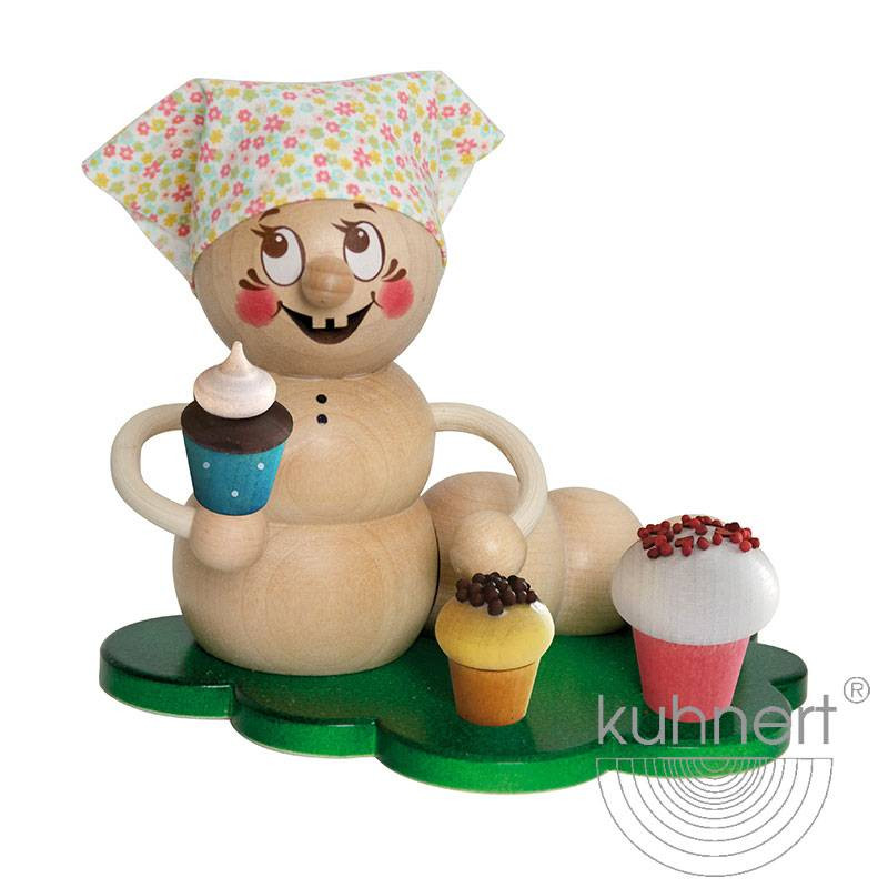 Kuhnert Rauchwurm Rudi - Rauchfigur Räuchermännchen - Rosi mit Muffins Kuhnert Rauchwurm Rudi - Rauchfigur Räuchermännchen - Rosi mit Muffins