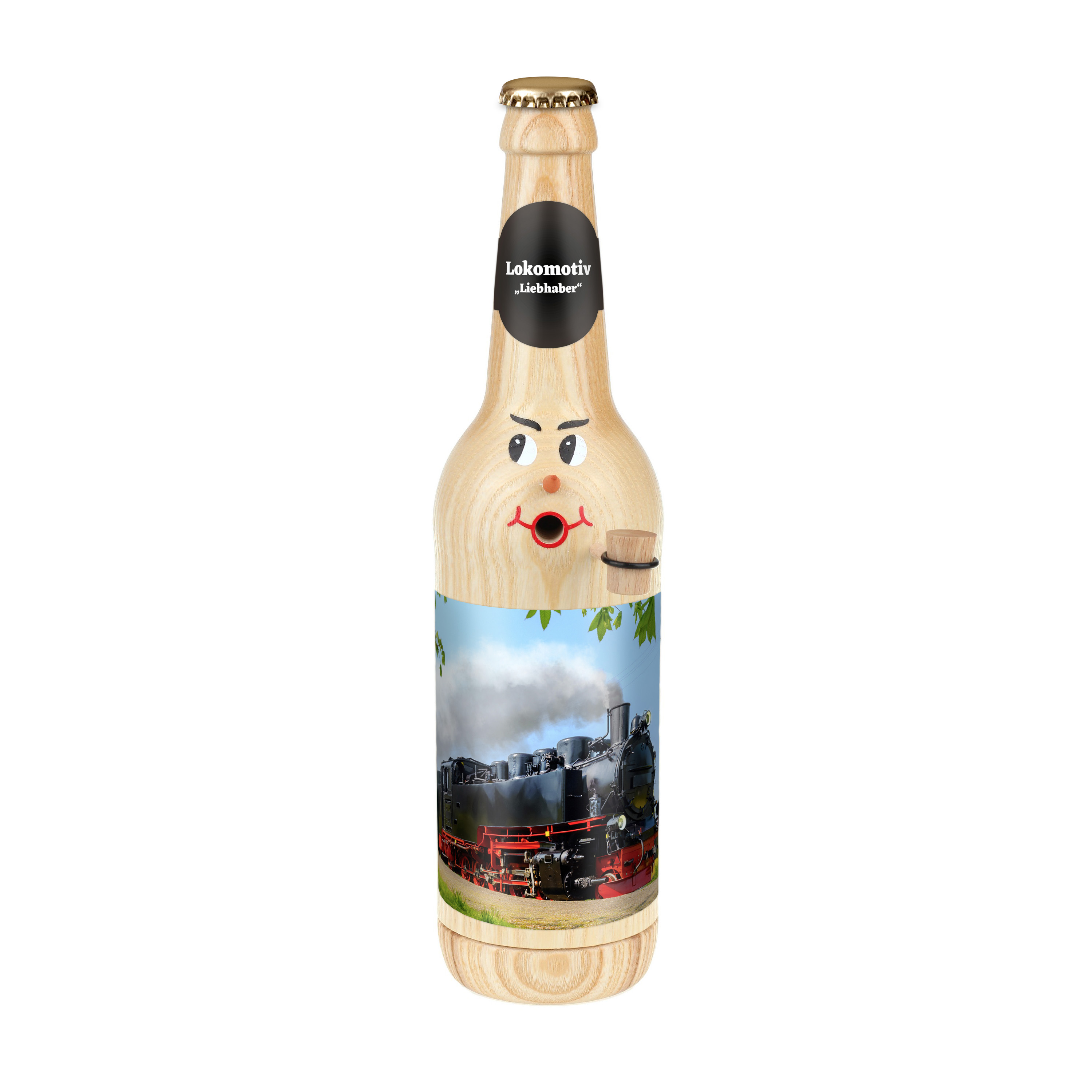 Räucherflasche Räucherfigur Rauchfigur Räuchermännchen Bier Longneck 0,5 natur - "Lokomotive Liebhaber" Räucherflasche Räucherfigur Rauchfigur Räuchermännchen Bier Longneck 0,5 natur - "Lokomotive Liebhaber"