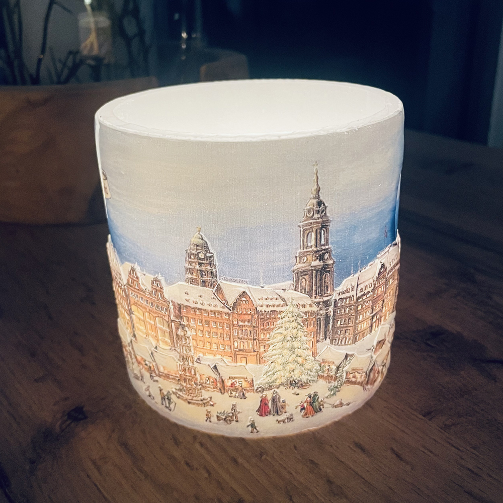 Wachslampion mit Teelicht  "Dresden Striezelmarkt"